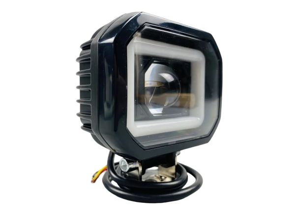 Фара LED квадратна 40W + LED кільце + велика лінза, додаткова протитуманна фара 2412