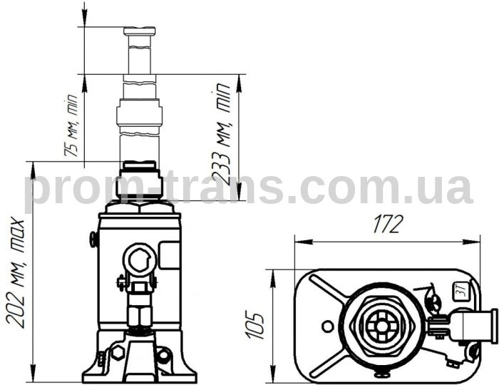 Домкрат гідравлічний, 2-х плунжерний ДГТ3-3913010 (вир-во ШААЗ)