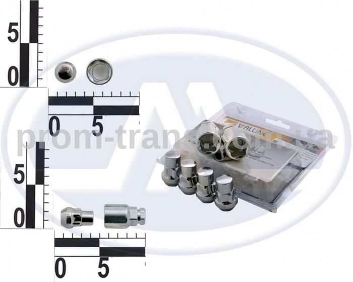 Гайка 12x36 колес хром конус закр. секретки (2 ключа) (ш 1.25) (4 шт) (блистер) 416444 Н2 (пр-во WALLINE)