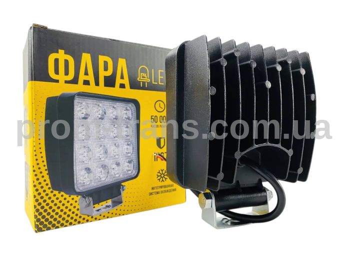 Фара LED квадратна 48W широкий промінь 10-30V 6000K 55мм