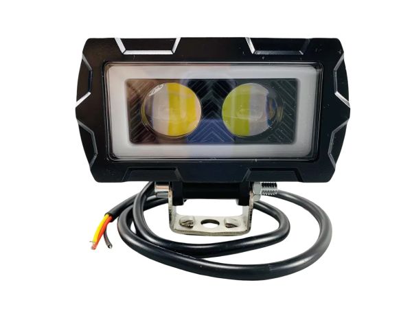 Фара прямокутна LED + DRL 2 LED CHIP (об'ємна лінза) 10-80V жовте та біле світло + кріплення 2480