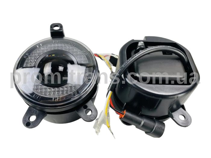 Фари універсальні протитуманні LED 60W 12-80V 3 дхо і великою лінзою, білий і жовтогарячий колір (комплект) 2516