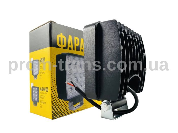 Фара LED квадратна 48W широкий промінь 10-30V 6000K 55мм