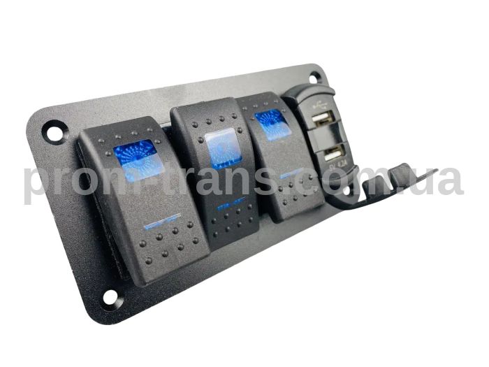 Панелі з 3 перемикачами, двома USB-портами та цифровим вольтметром 2594