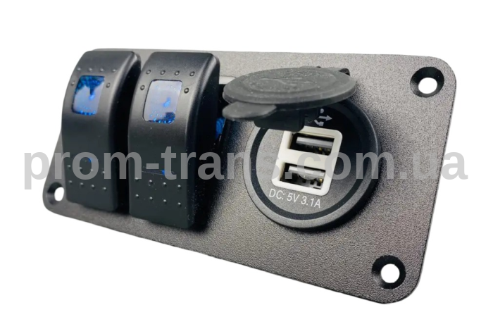 Панель с двумя переключателями и USB-зарядкой 2597