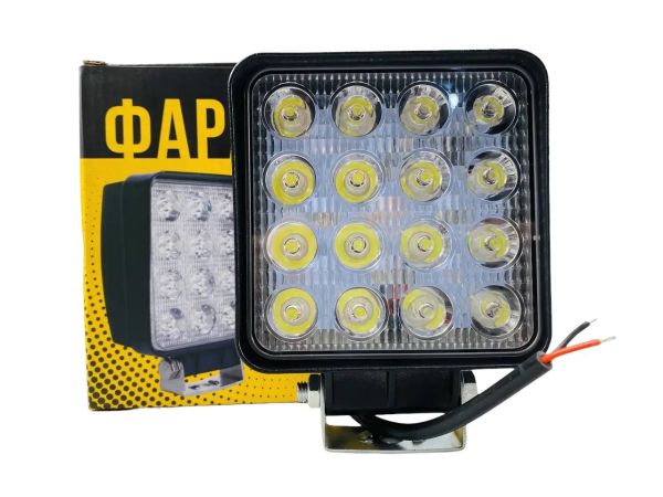 Фара LED квадратна 48W широкий промінь 10-30V 6000K 55мм