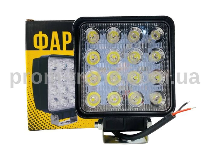 Фара LED квадратна 48W широкий промінь 10-30V 6000K 55мм