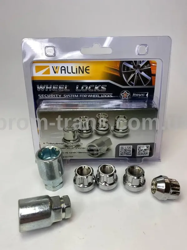 Гайка М12х1,5x22 колеса Accent, Gets, Chevrolet Aveo хром. конус откр. секретки, 2 ключа (4 шт.) (пр-во Walline)
