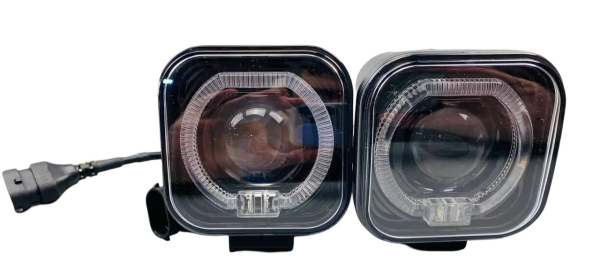 Фари-лінзи LED протитуманні 30W DRL - синьо-біле кільце IP67, 10V-80V 2921