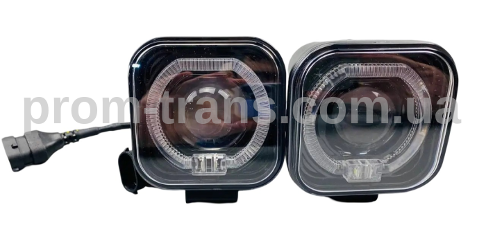 Фары-линзы LED противотуманные 30W DRL - сине-белое кольцо IP67, 10V-80V 2921