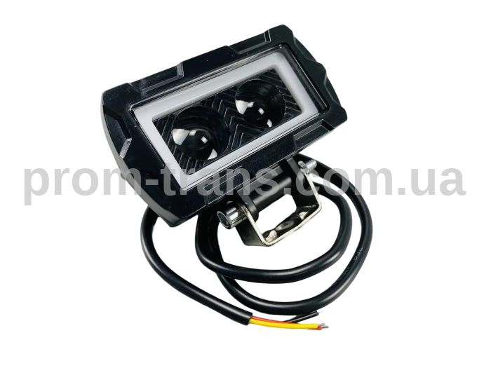 Фара прямокутна LED + DRL 2 LED CHIP (об'ємна лінза) 10-80V жовте та біле світло + кріплення 2480