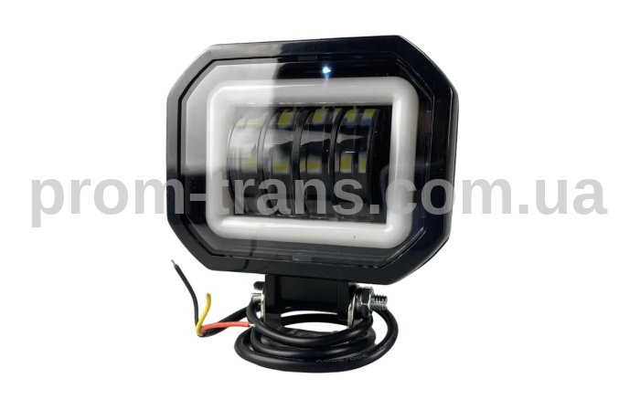 Фара LED квадратна 40W + LED кільце 4 LED лінзи 2333