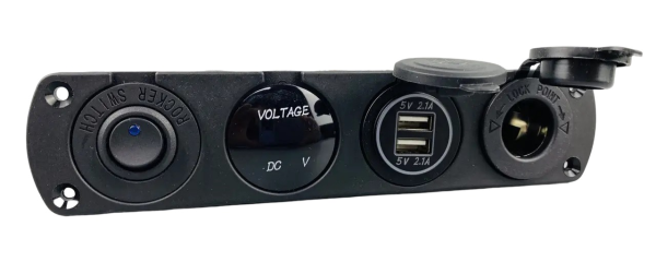 Автомобільна зарядка з двома USB-портами, розеткою прикурювача, цифровий дисплей 2574