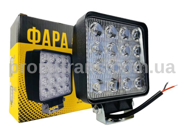 Фара LED квадратна 48W широкий промінь 10-30V 6000K 55мм