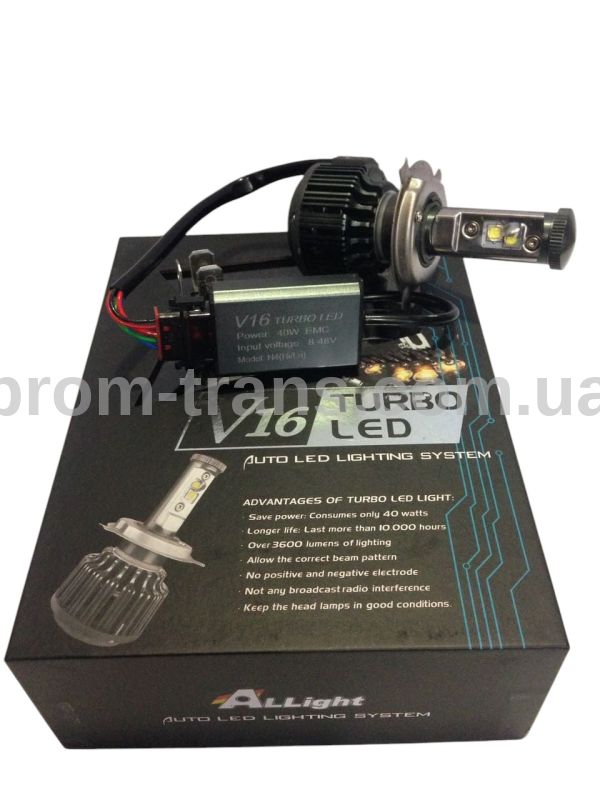 Світлодіодні автомобільні лампи H4 Hi/Lo 40W V16 Turbo LED