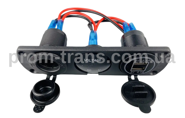 Автомобільна зарядка з двома USB-портами, розеткою прикурювача та цифровий дисплей 2573