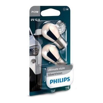 Комплект лампи розжарювання PY21W 12V 21W BAU15s SilverVision (blister 2шт) (пр-во Philips)