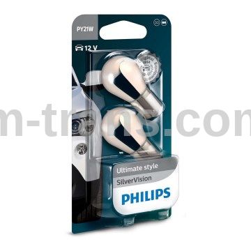 Комплект лампи розжарювання PY21W 12V 21W BAU15s SilverVision (blister 2шт) (пр-во Philips)