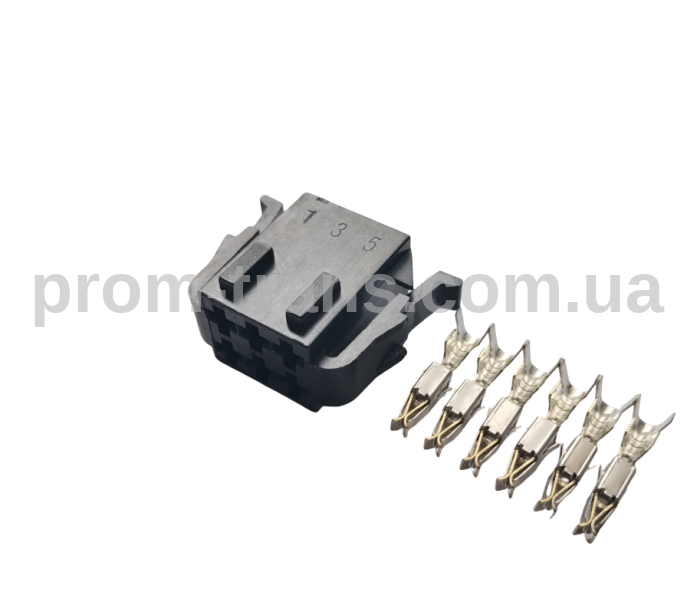 Автомобильный разъем гнездовой 6-ти контактный аналог VAG AMP 1-929621-1 серии 2,8мм для реле задних противотуманных фонарей ВАЗ 2110-2115
