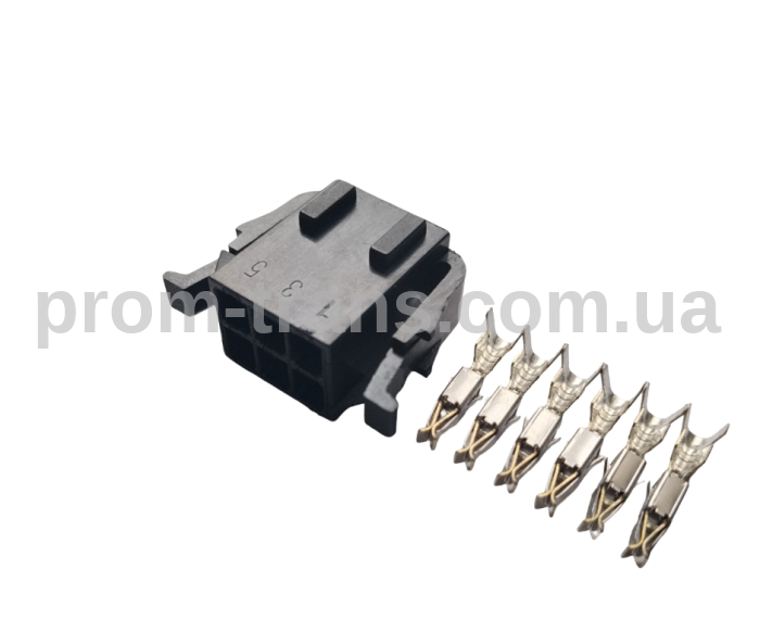 Автомобильный разъем гнездовой 6-ти контактный аналог VAG AMP 1-929621-1 серии 2,8мм для реле задних противотуманных фонарей ВАЗ 2110-2115