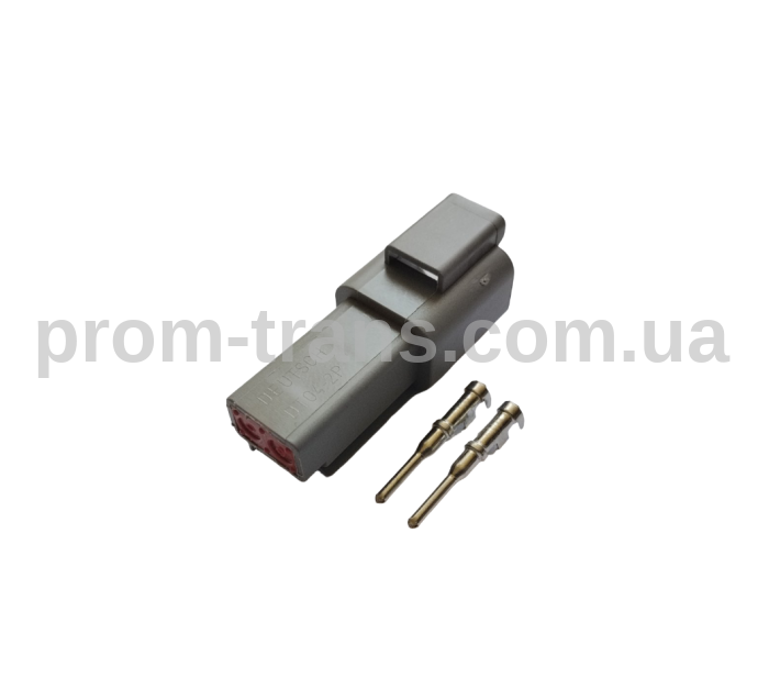 Автомобильный разъем герметичный штыревой 2-х контактный аналог DEUTSCH DT04-2P